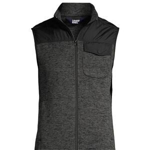 NEW Lands End Mens Hybrid Sweater Fleece Vest Dark Charcoal Heather Large 42-44